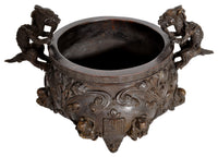 Antique Chinese Bronze Qing Dynasty Buddhistic Dragon Censer / Incense Burner, circa 1800