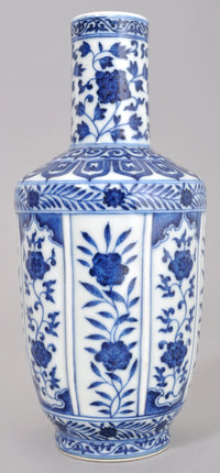 Antique 19th Century Chinese Blue and White Porcelain 'Sleeve' Vase, Circa 1850