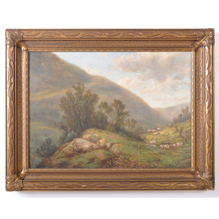 "Landscape with Sheep" by Daniel Folger Bigelow (American, 1823-1910), Oil on Canvas