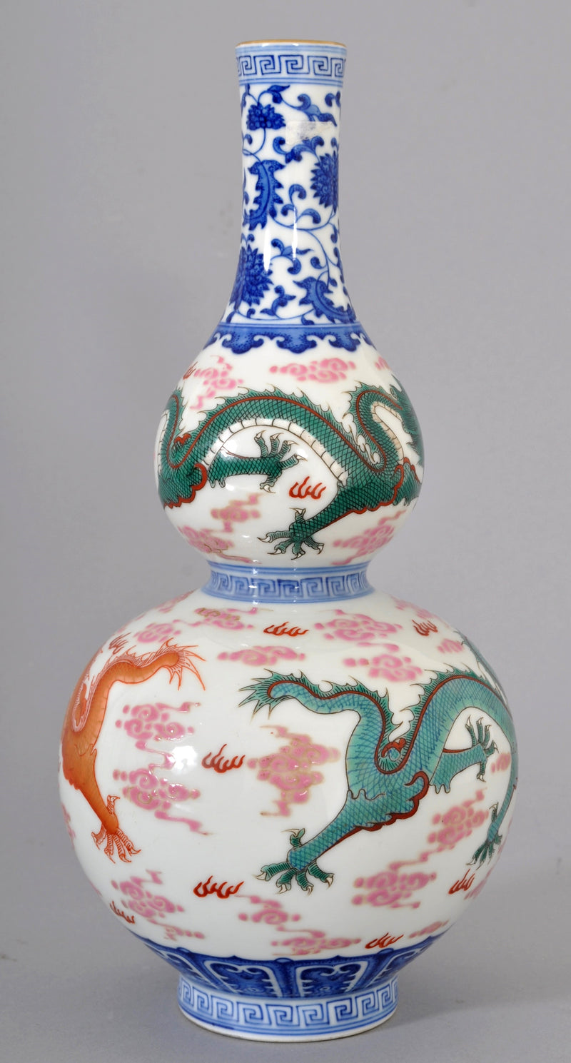 Antique Chinese Qianlong [1735 -1796] Imperial Twin Gourd Porcelain Vase