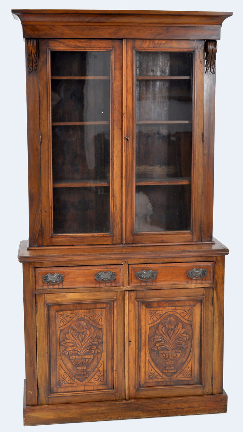 Antique English Aesthetic Movement Walnut Bookcase / Cabinet, circa 1880