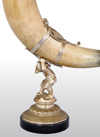 Antique Austrian Gilded Bronze Hunting Horn/Cornucopia, circa 1880