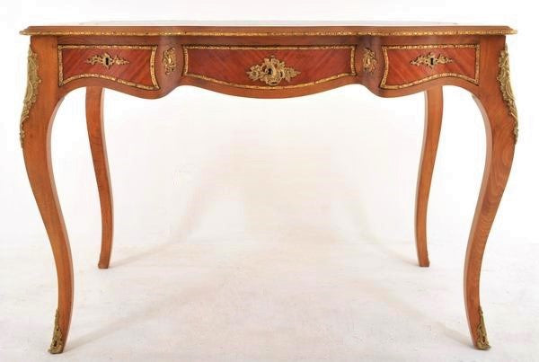 Antique French Walnut & Kingwood Bureau Plat Desk/Table Louis XV Style by Francois Linke, Circa 1905