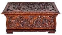 Antique Arts & Crafts Carved Oak Coffer, circa 1900