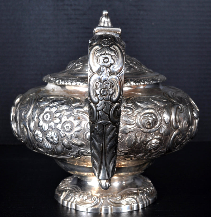 Antique Georgian Sterling Silver Rococo Teapot, Joseph Angell, Snr, London 1816