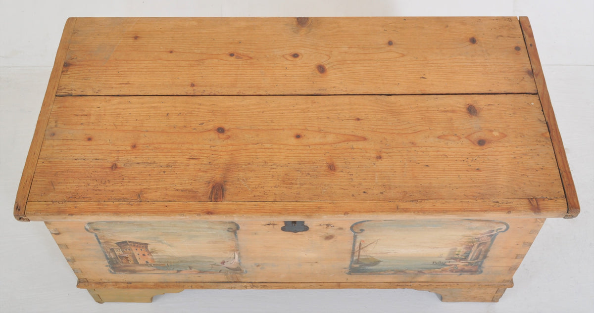 Antique German Painted Pine Chest/Trunk, Circa 1820