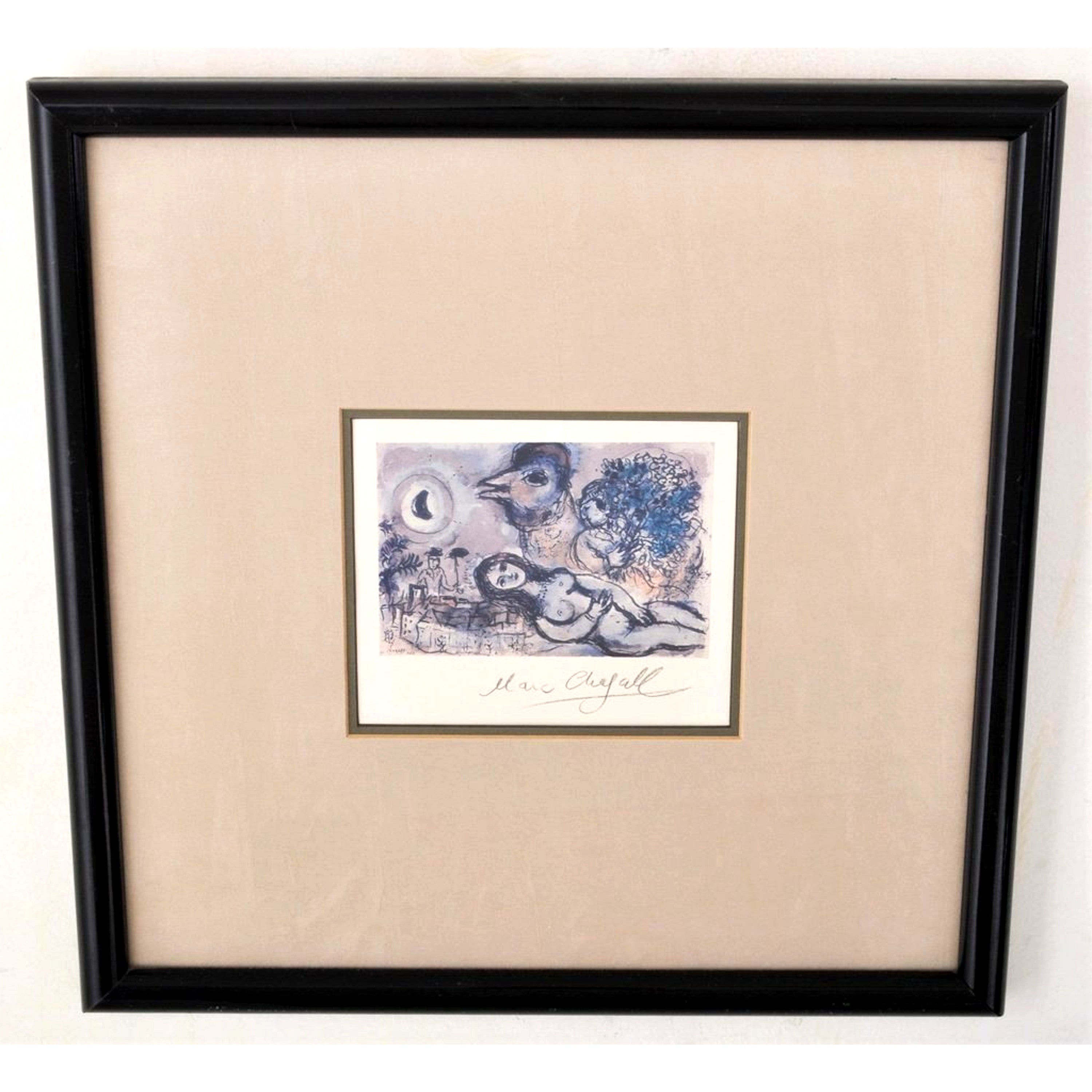Marc Chagall Pochoir Lithograph, 'Nude with Chicken
