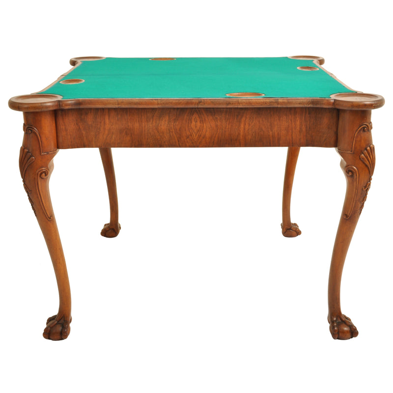 Antique 19th Century Georgian Chippendale Carved Walnut Card / Games Table, circa 1890