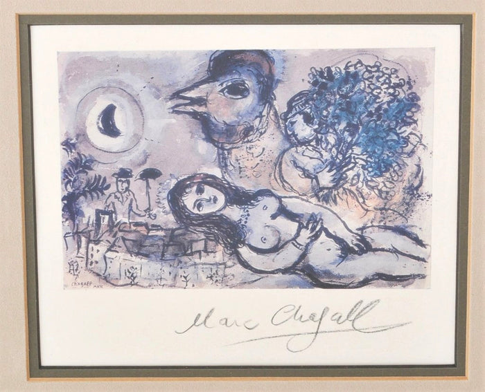 Marc Chagall Pochoir Lithograph, 'Nude with Chicken', Certificate of Authenticity