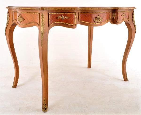 Antique French Walnut & Kingwood Bureau Plat Desk/Table Louis XV Style by Francois Linke, Circa 1905