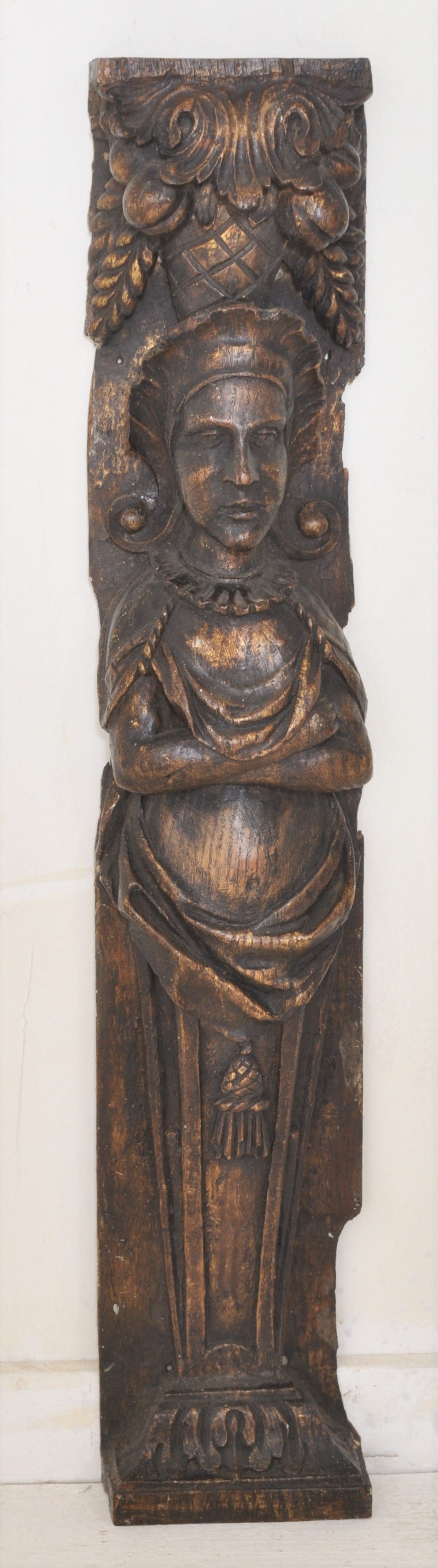 Pair of Carved 17th Century Style Figural Oak Brackets