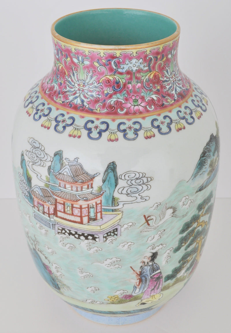 Antique Chinese Qing Dynasty Famille Verte Porcelain Vase, Circa 1890
