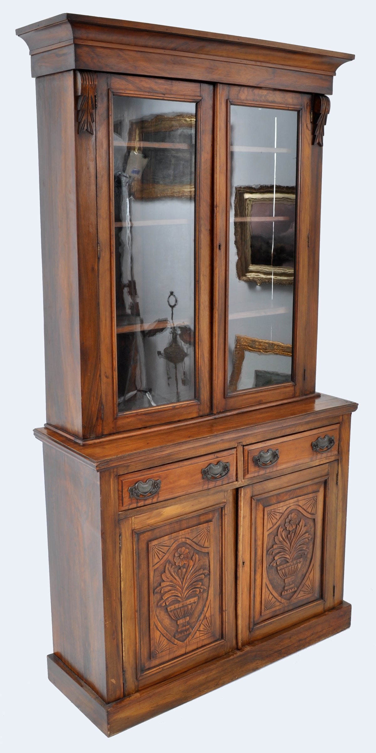 Antique English Aesthetic Movement Walnut Bookcase / Cabinet, circa 1880