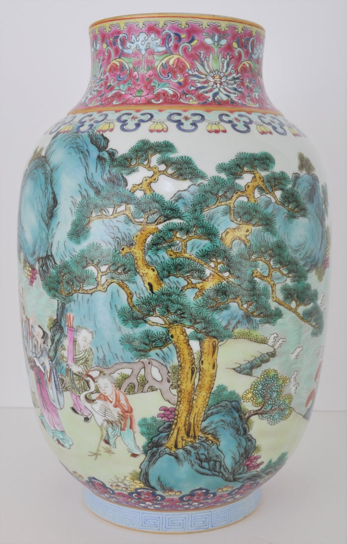 Antique Chinese Qing Dynasty Famille Verte Porcelain Vase, Circa 1890