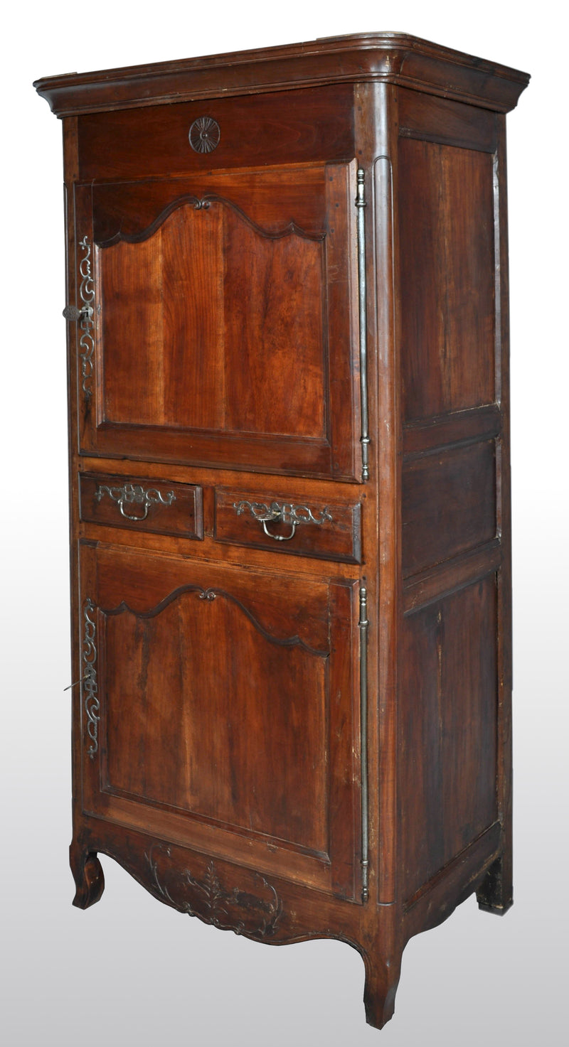 Antique French Provincial Louis XV Fruitwood Bonnetiere / Armoire / Cabinet, circa 1770