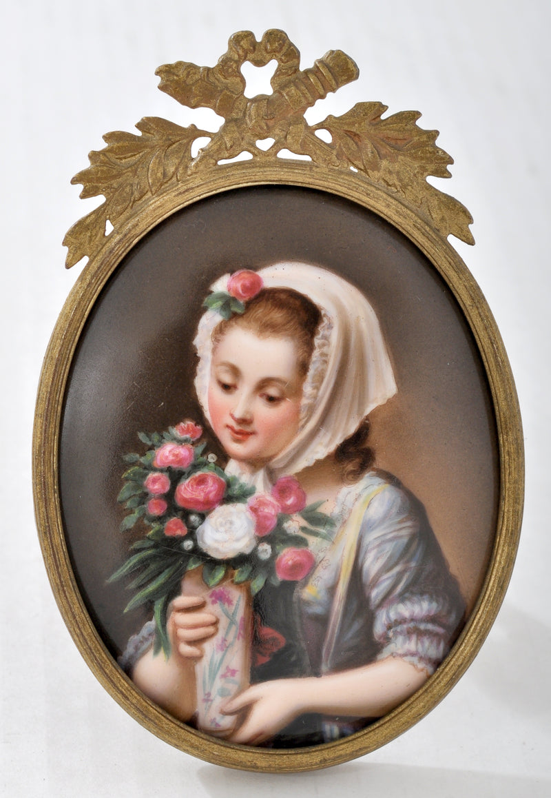 Antique Berlin KPM Style Porcelain Portrait Miniature Painting/Plaque, Circa 1890