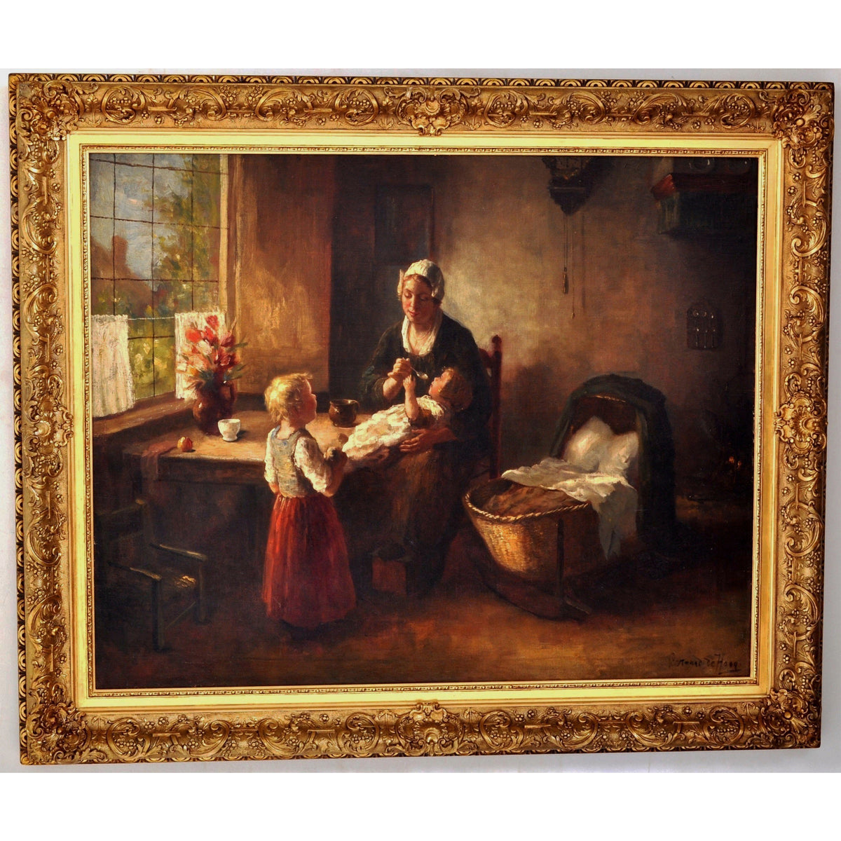 Fine & Important Antique Oil Painting by Celebrated Dutch Artist Bernard Johann De Hoog (1866-1943)