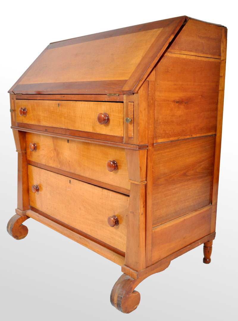 Antique American Pre-Civil War Maple Bureau / Desk, circa 1840