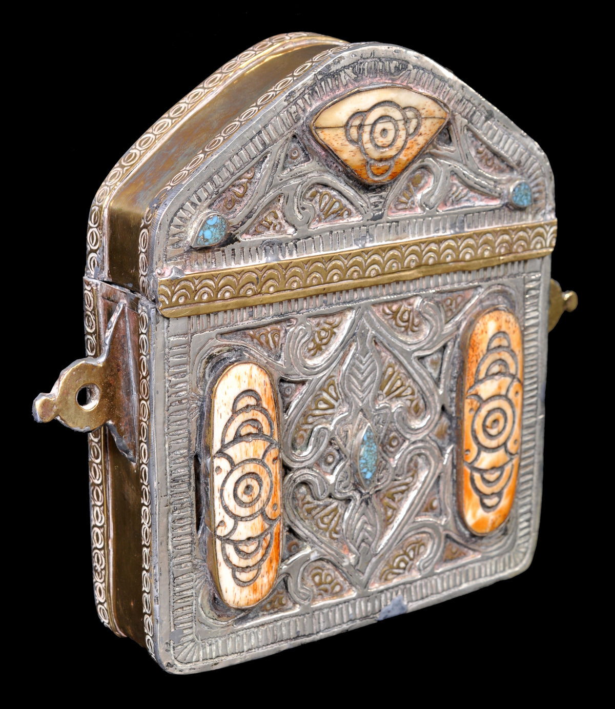 Antique 19th Century Islamic Brass & Silver Inlaid Koran/Qur'an Case, circa 1890