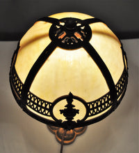 Antique American Boudoir Bronze & Slag Glass Table Lamp, Circa 1900