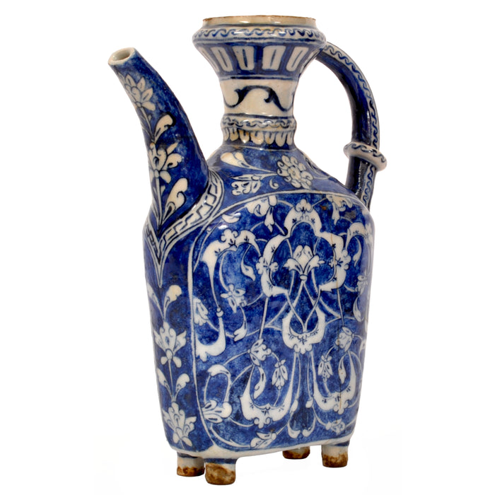 Antique Ottoman Islamic Blue & White Iznik Pottery Water Jug / Ewer, Turkey, circa 1650