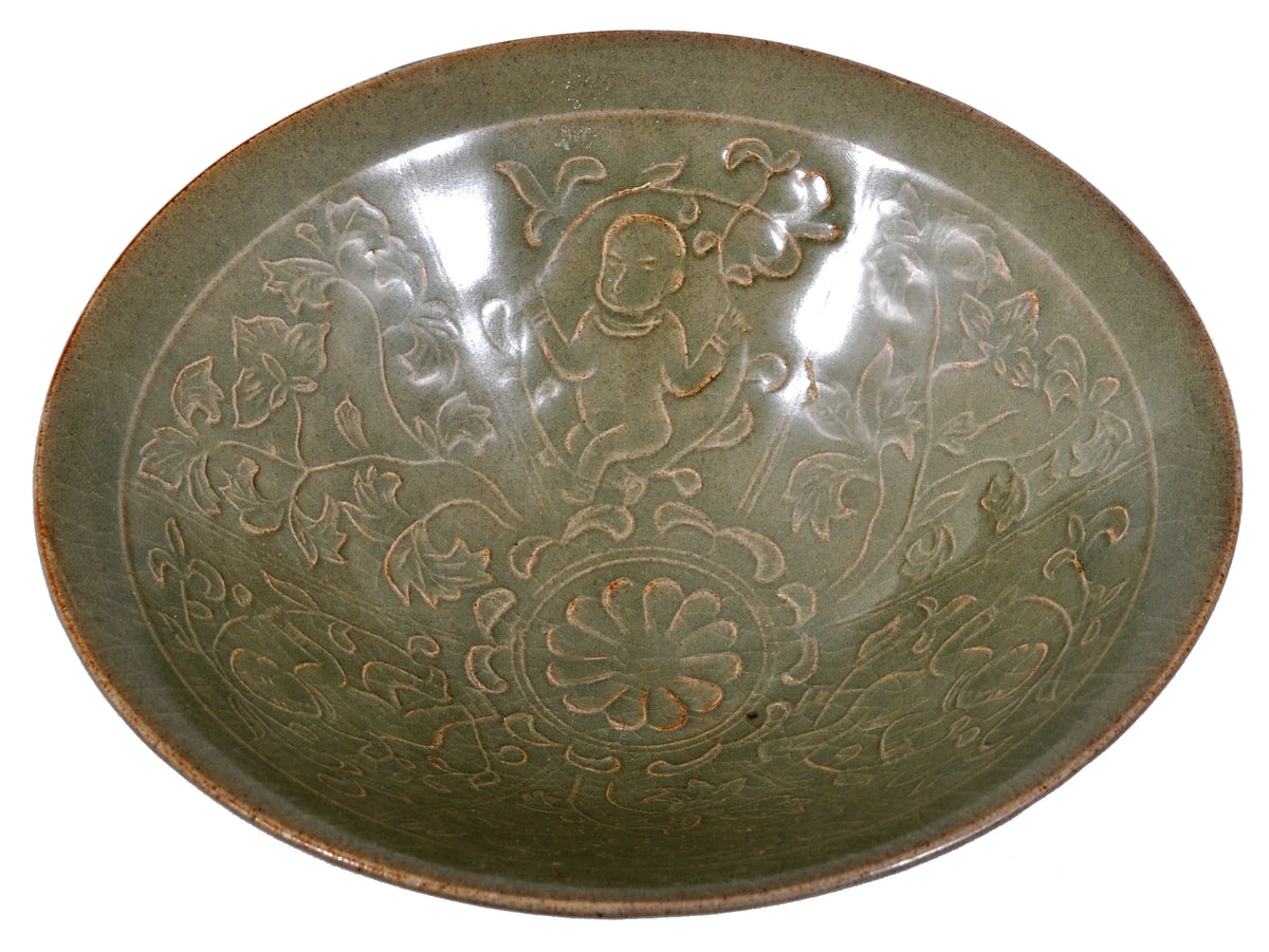 Antique Chinese Northern Song Dynasty (960-1269) Green Celadon Yaozhou Bowl