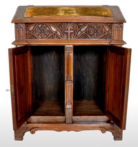 Antique American Gothic Revival Carved Oak Lectern / Cabinet / Desk, circa 1860