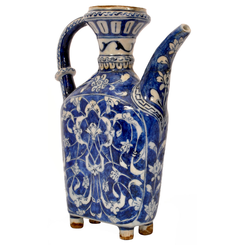 Antique Ottoman Islamic Blue & White Iznik Pottery Water Jug / Ewer, Turkey, circa 1650