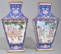 Pair of Large Antique Chinese Qing Dynasty Canton Enamel on Copper Vases, circa 1880