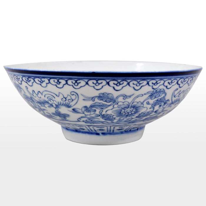 Antique Chinese Qing Dynasty Blue and White Porcelain Bowl Bearing Qianlong Marks, Circa 1850