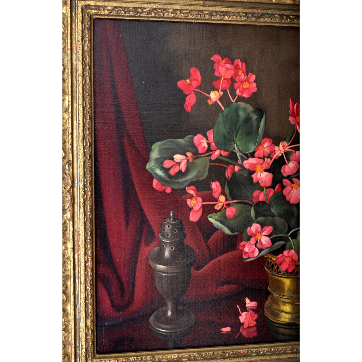 Antique Oil on Canvas Floral Still Life Painting Johannes Baptist Nicolaas van Gent Circa 1920