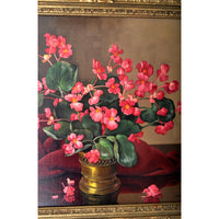 Antique Oil on Canvas Floral Still Life Painting Johannes Baptist Nicolaas van Gent Circa 1920