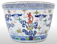 Antique Chinese Qing Dynasty Wucai Kangxi Period Porcelain Dragon Censer Bowl