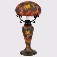 Antique Art Nouveau Hand-Painted 'Mushroom' Cameo Glass Lamp by Jean-Simon Peynaud (French, 1869-1952), Circa 1915