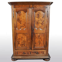 Antique French Provincial Finely Figured Walnut Wedding Armoire, circa 1750
