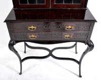 Antique English Ebonized Empire Style Cabinet/Hutch, Circa 1870