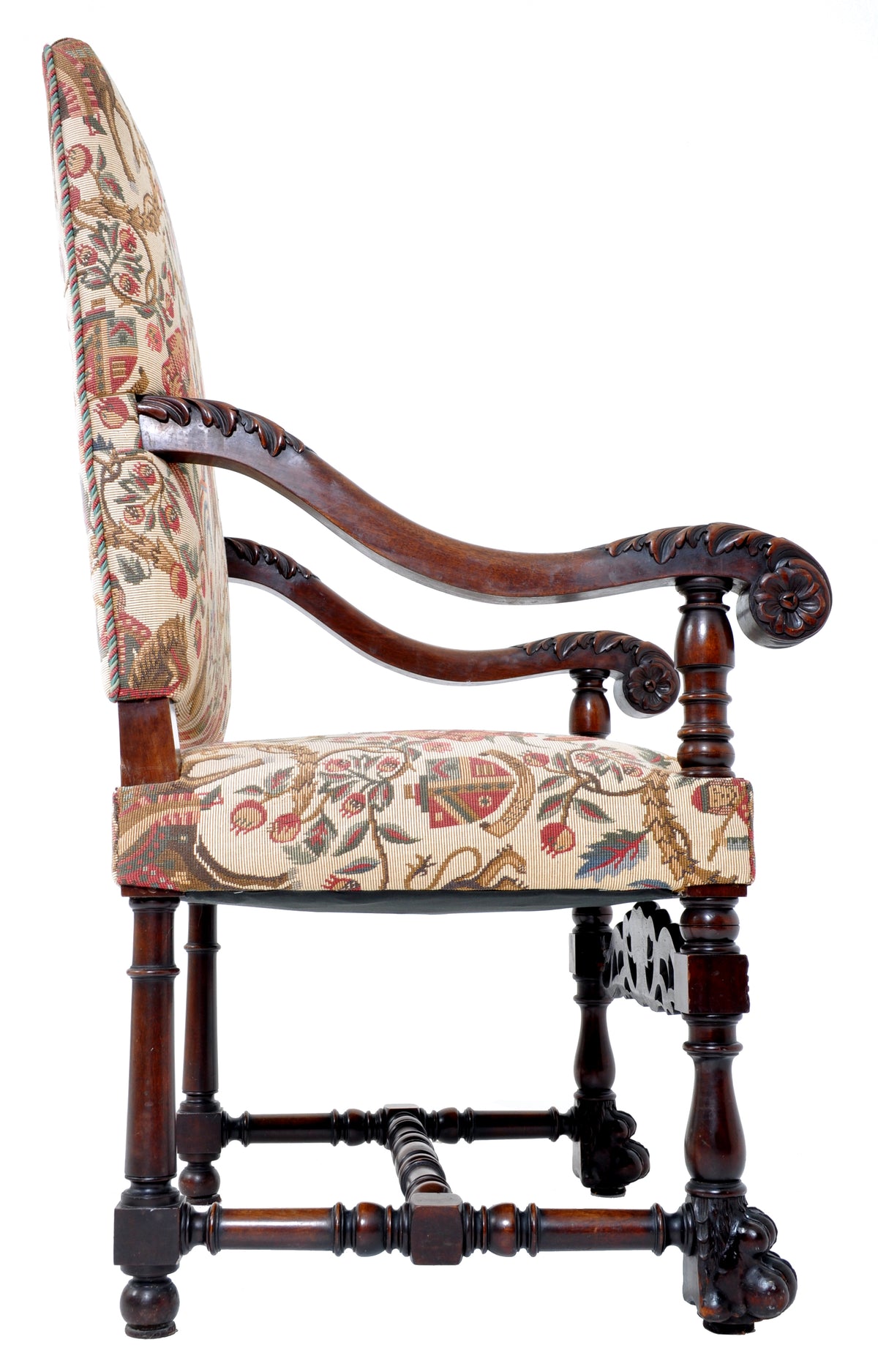 Pair of Antique Baroque Carved Mahogany Throne Chairs, circa 1870