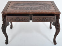 Antique Japanese Carved Dragon Library Table, Circa 1890