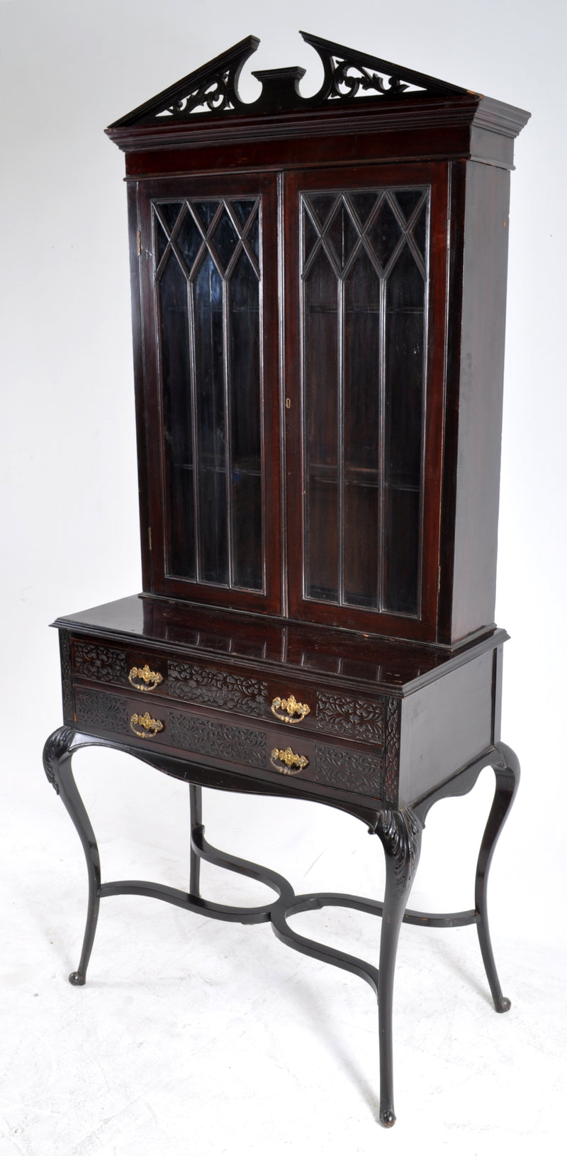 Antique English Ebonized Empire Style Cabinet/Hutch, Circa 1870