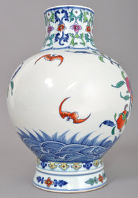 Antique 19th Century Chinese Qing Dynasty Porcelain Doucai Vase