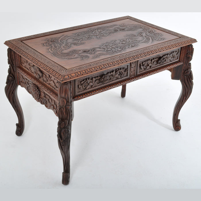 Antique Japanese Carved Dragon Library Table, Circa 1890