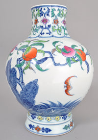 Antique 19th Century Chinese Qing Dynasty Porcelain Doucai Vase