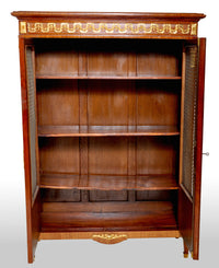 Antique French Louis XV Walnut Inlay Parquetry Ormolu Bibliotheque / Bookcase, circa 1890