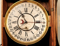 Antique American Store 8-Day Regulator (Clock) in Carved Oak Case, Circa 1890