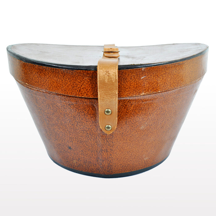 Antique Leather Strapped Saddle-Shaped Hat Box, Knox of New York, Circa 1900
