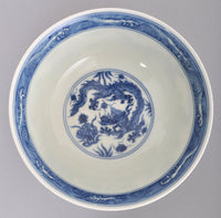 Antique 19th Century Chinese Qing Dynasty Imperial Blue and White Porcelain Bowl