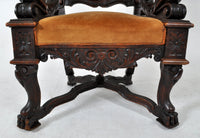 Antique 19th Century Carved Ebonized Walnut Baroque Griffin Chair, Circa 1870