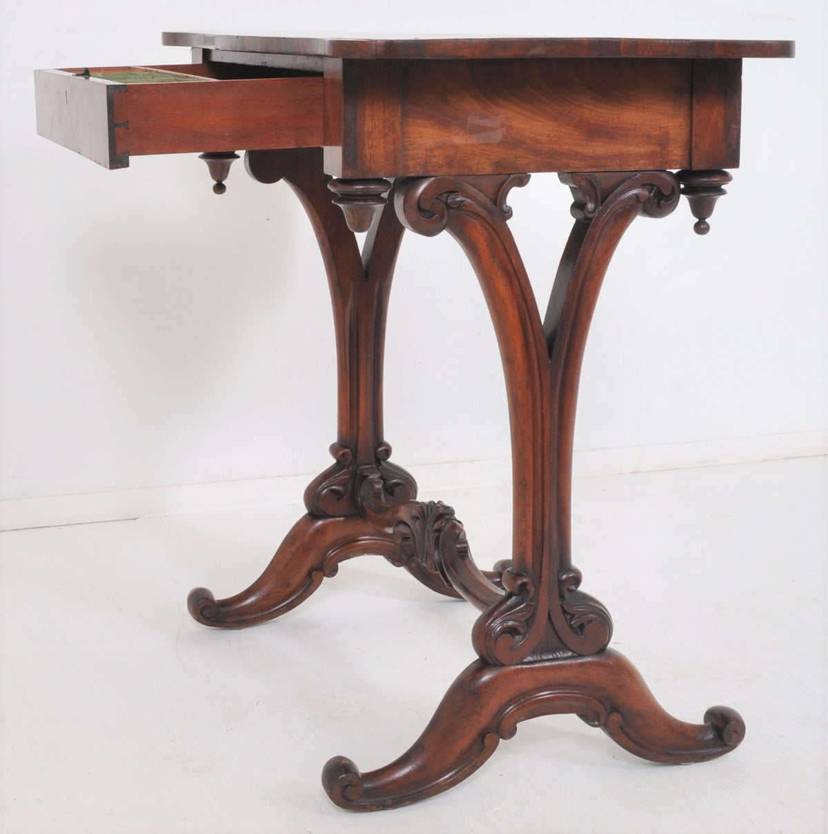 Antique Victorian Walnut Sewing Table, Circa 1850