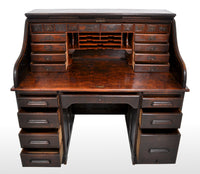Antique American Victorian Oak Roll Top 'S Curve' Tambor Desk, circa 1880
