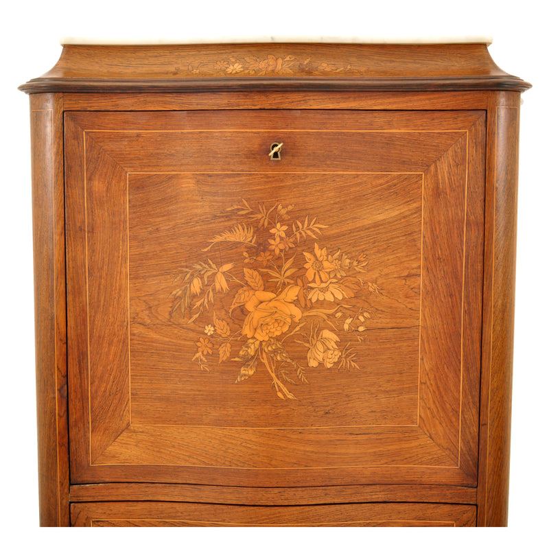 Antique French Louis XVI Inlaid Rosewood Secretaire Abattant Desk Dresser, 1880
